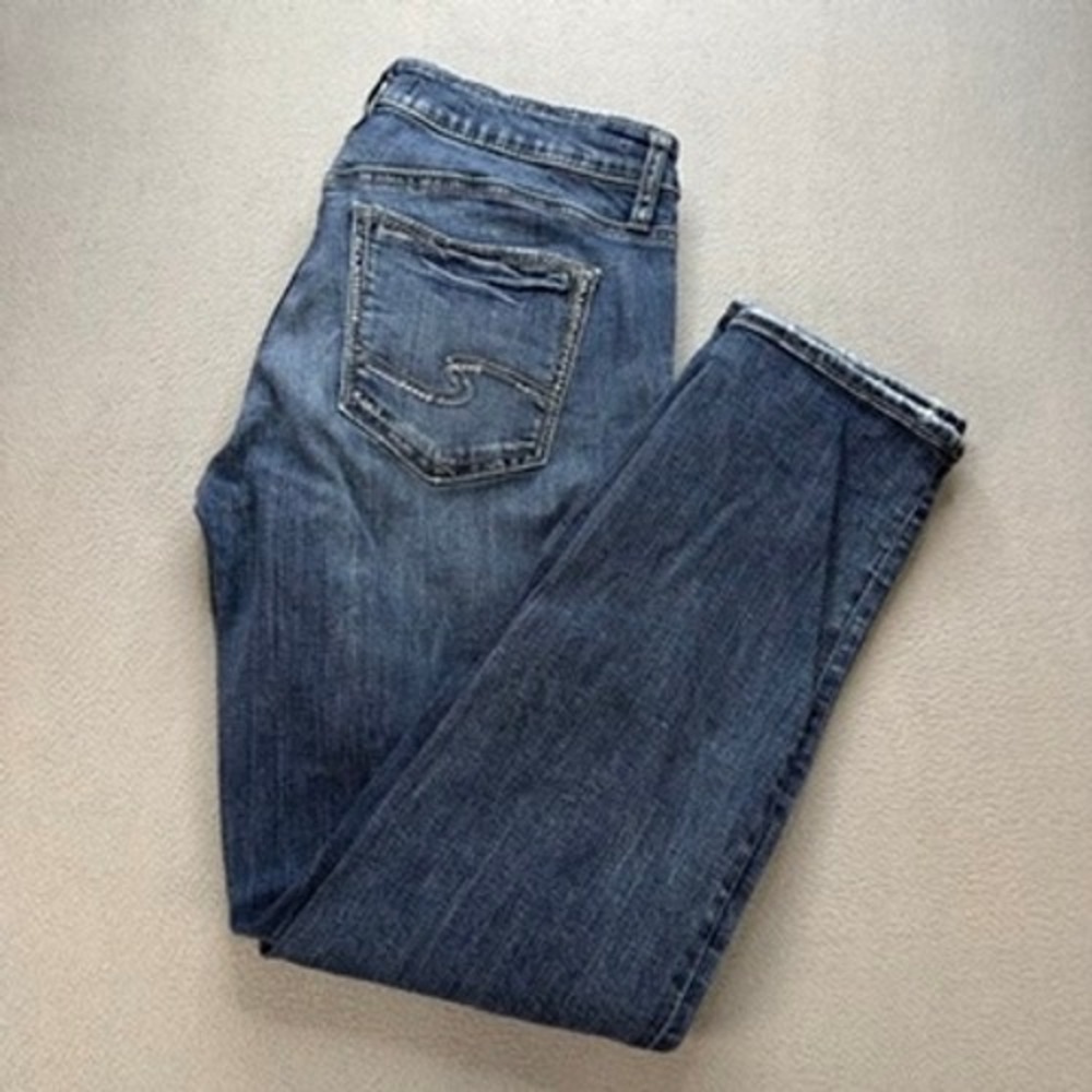 Silver Jeans Co Boyfriend Jeans Slim 30x29 Blue Mid Rise Stretch Denim Classic